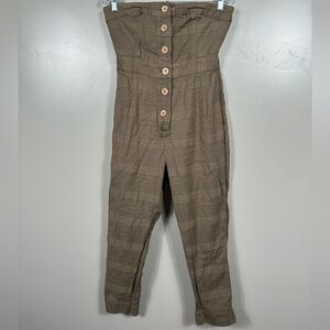 Free People Strapless Jumpsuit Moss Green Size Medium